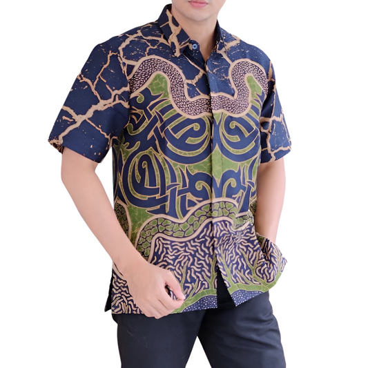 Men's Batik Shirt Green Short Sleeve - Alas