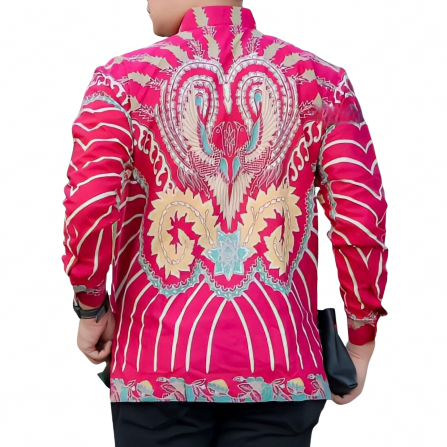 Men's Batik Shirt Red Long Sleeve - Agramas