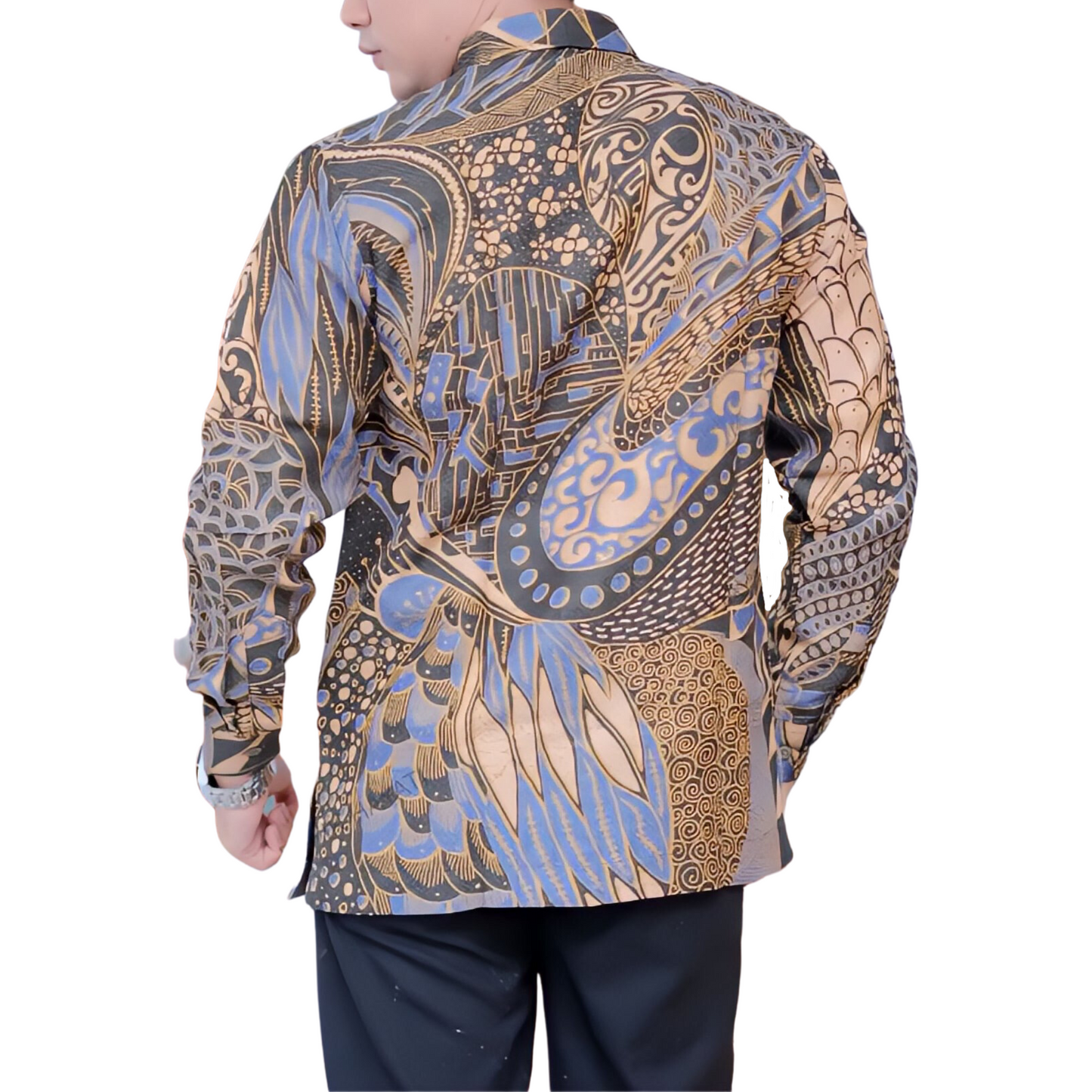 Men's Batik Shirt Beige Long Sleeve - Sabtu