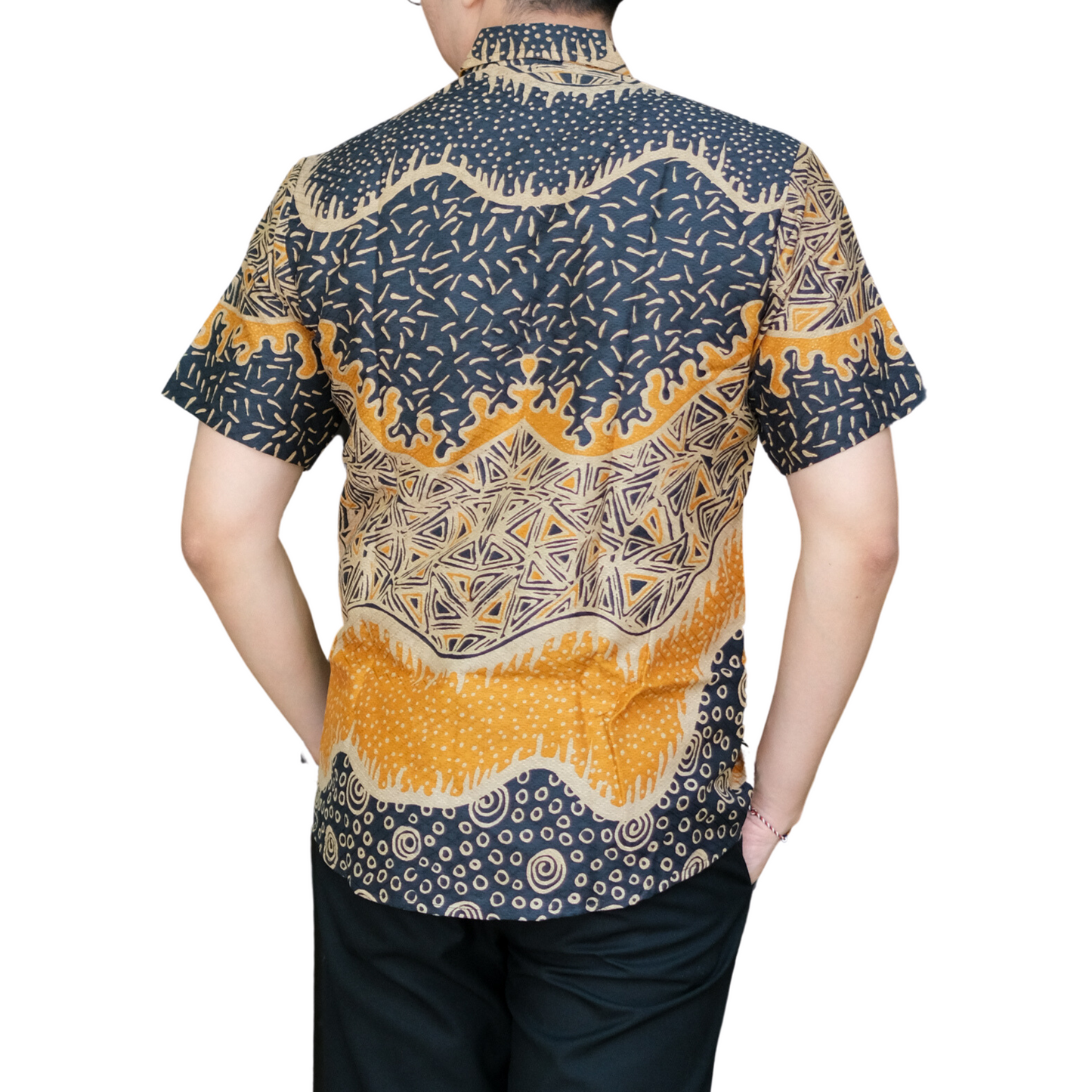 Men's Batik Shirt Black Short Sleeve - Ashari