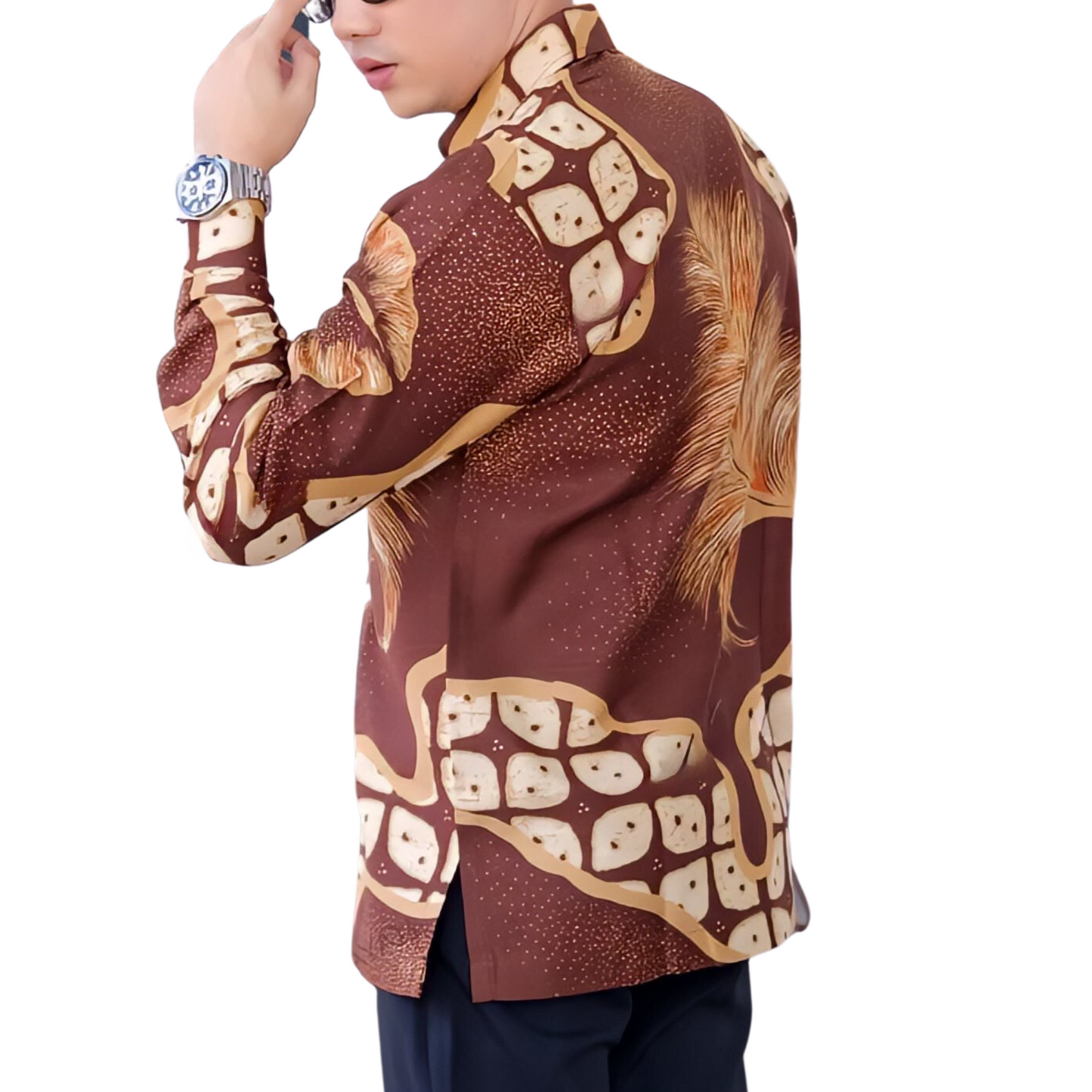 Men's Batik Shirt Red Long Sleeve - Bulu