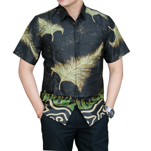 Men's Batik Shirt Black Short Sleeve - Budiman