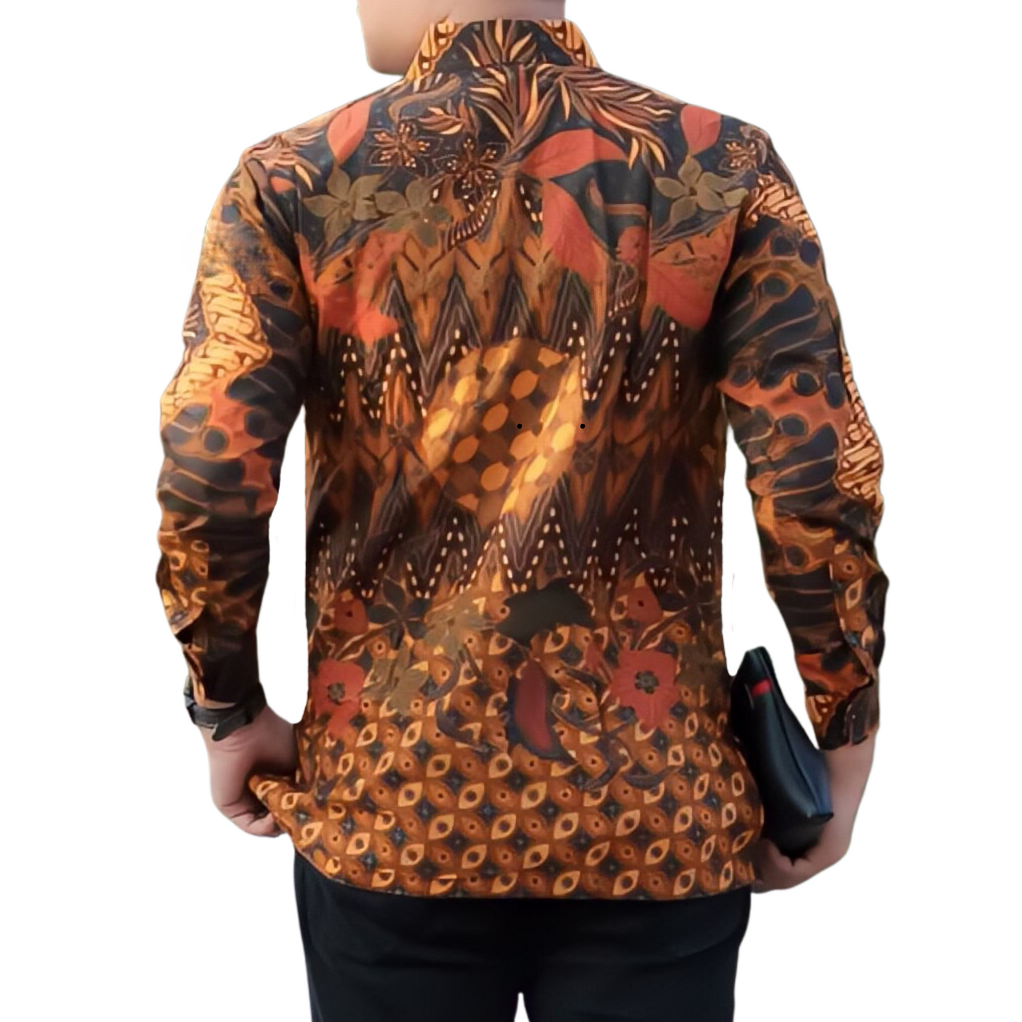 Men's Batik Shirt Beige Long Sleeve - Ken Arok