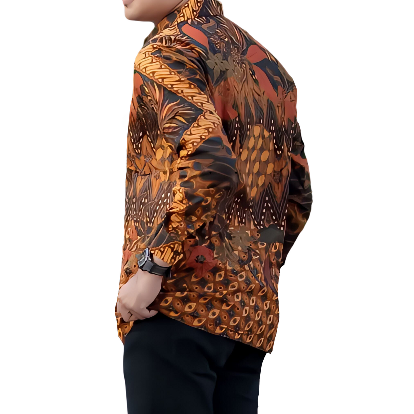 Men's Batik Shirt Beige Long Sleeve - Ken Arok