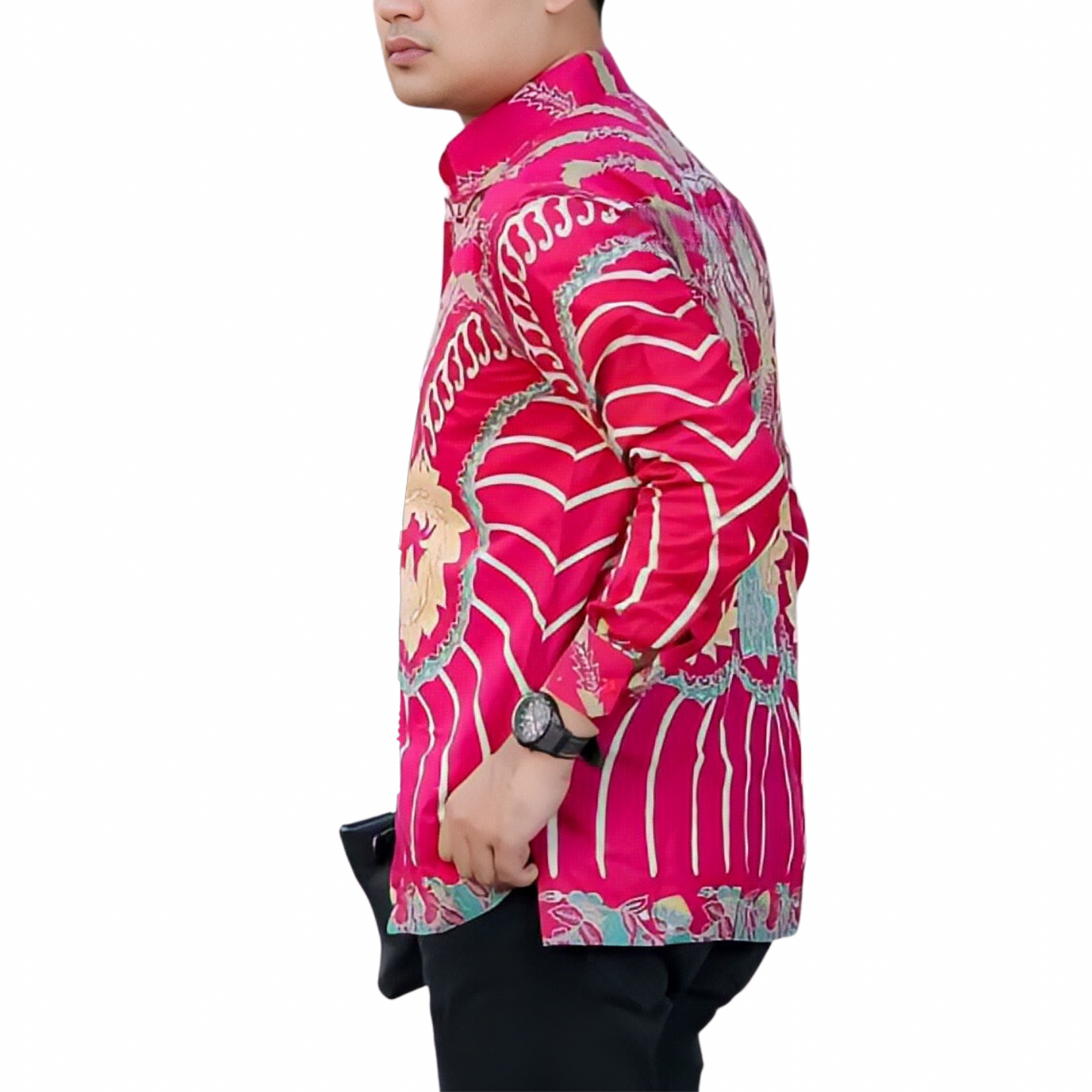 Men's Batik Shirt Red Long Sleeve - Agramas