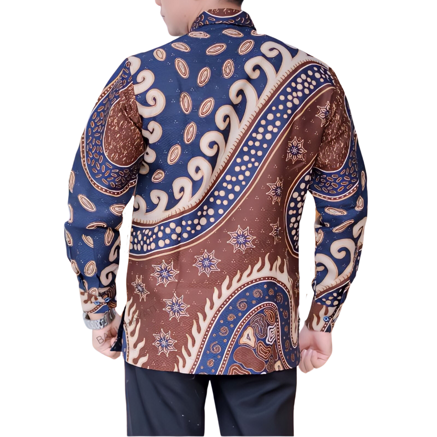 Men's Batik Shirt Blue Long Sleeve - Muara