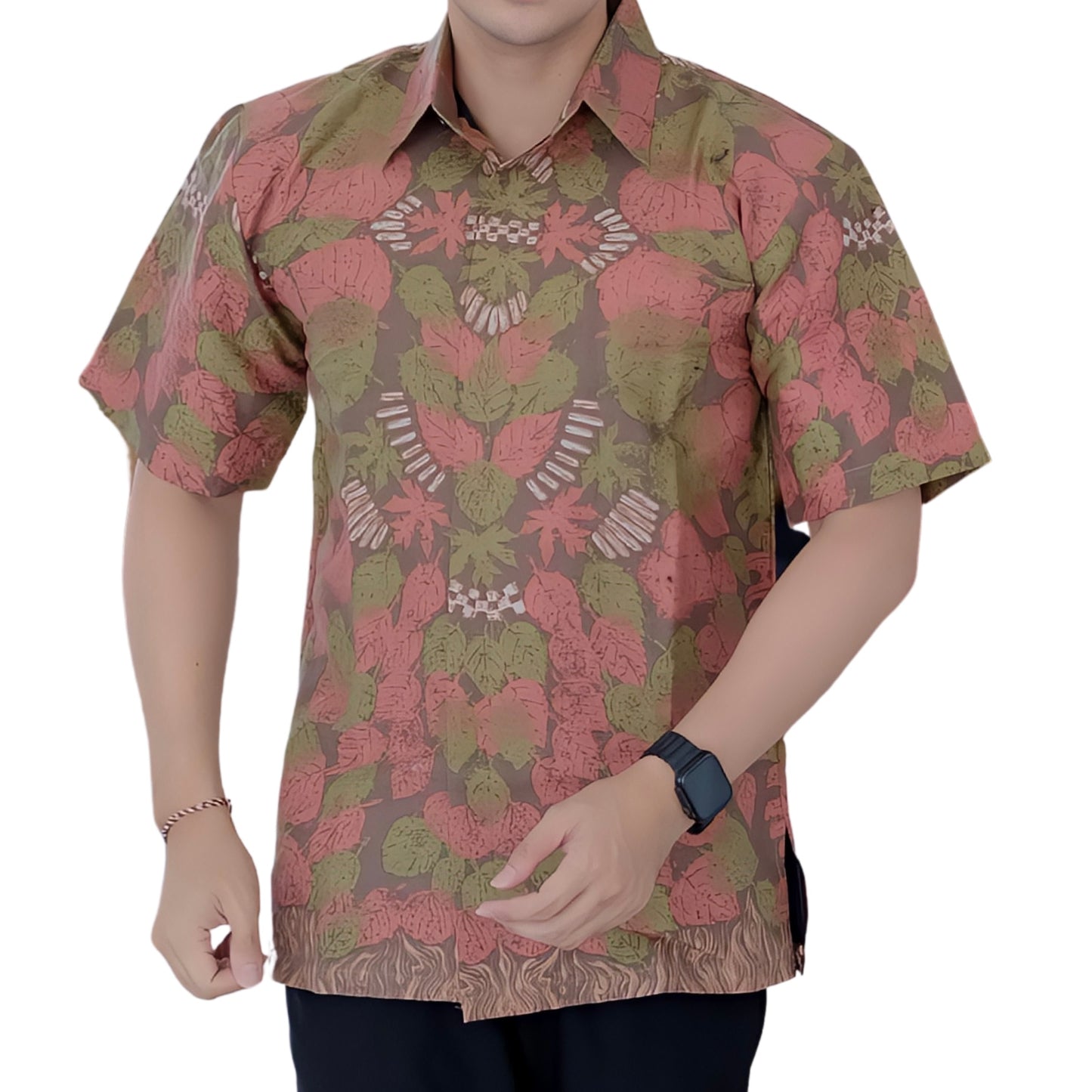 Men's Batik Shirt Green Short Sleeve - Mayora