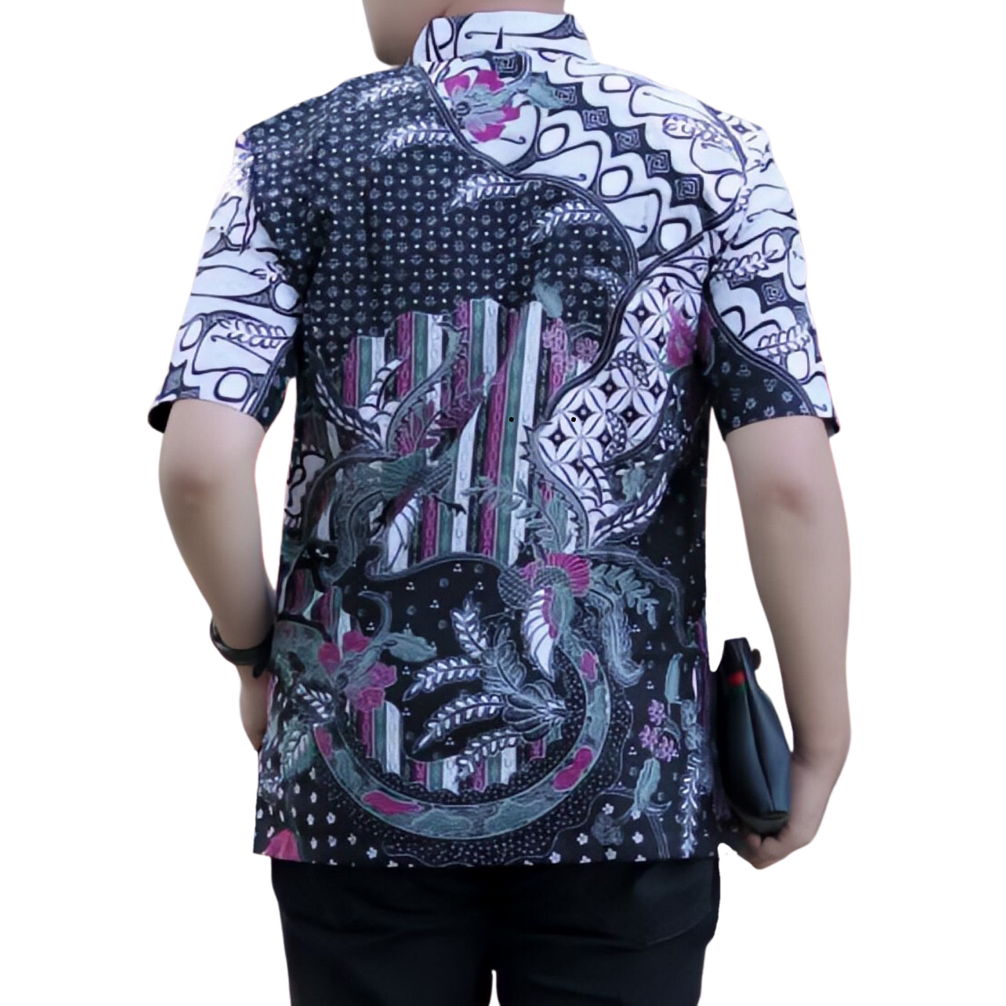 Men's Batik Shirt Black Short Sleeve - Rambat