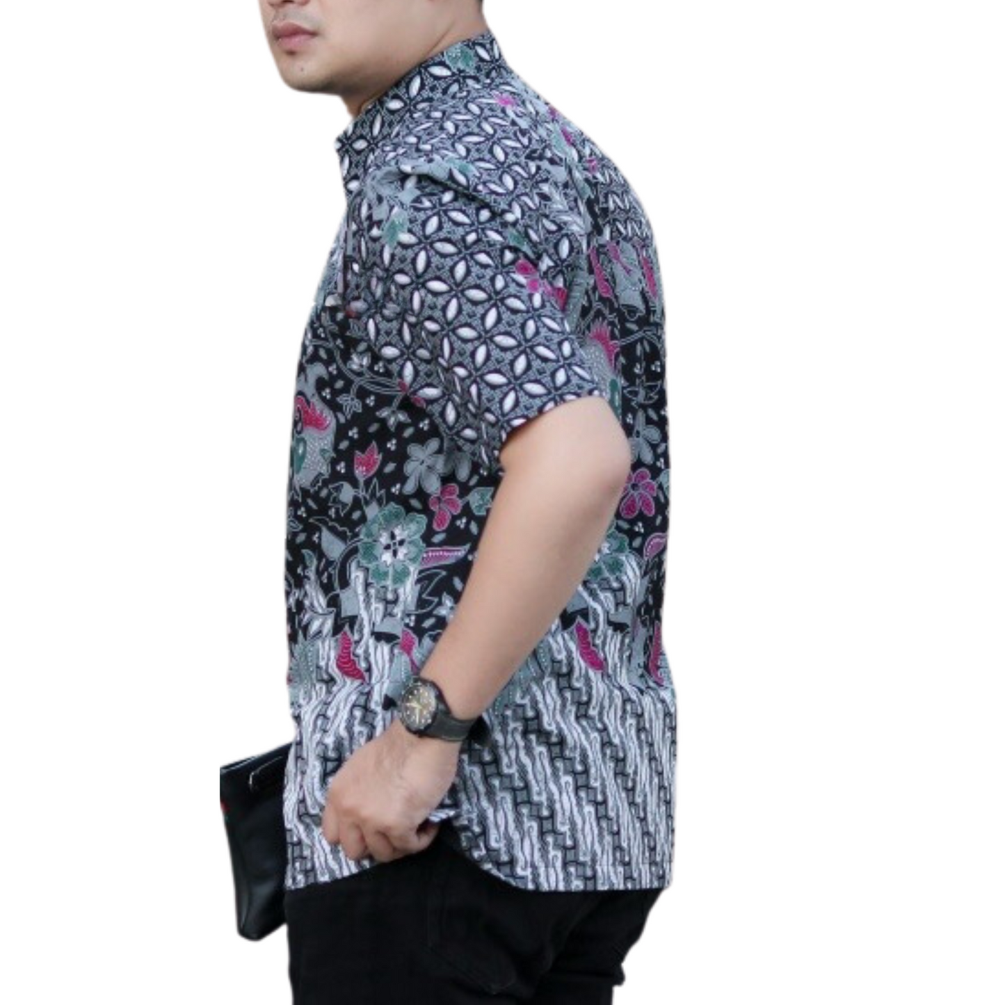 Men's Batik Shirt Black Short Sleeve - Ritmo