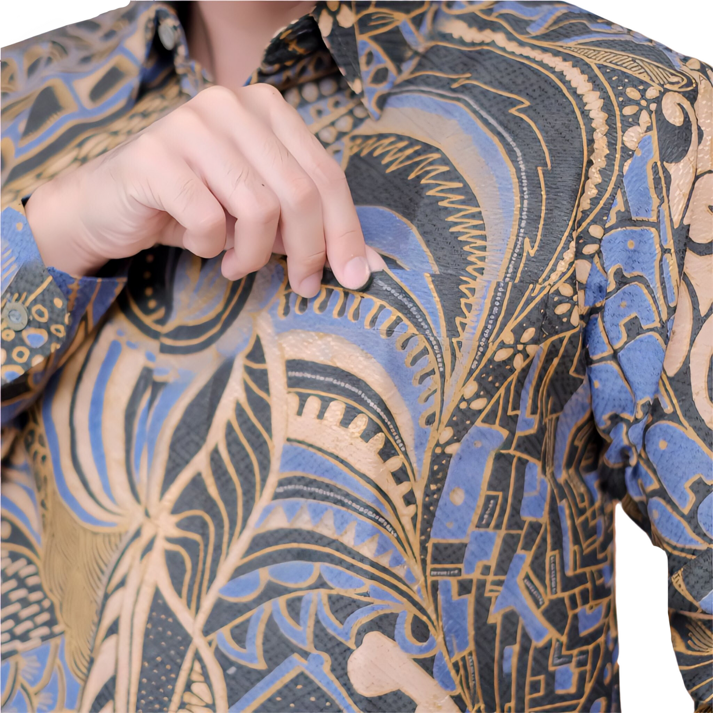 Men's Batik Shirt Beige Long Sleeve - Sabtu