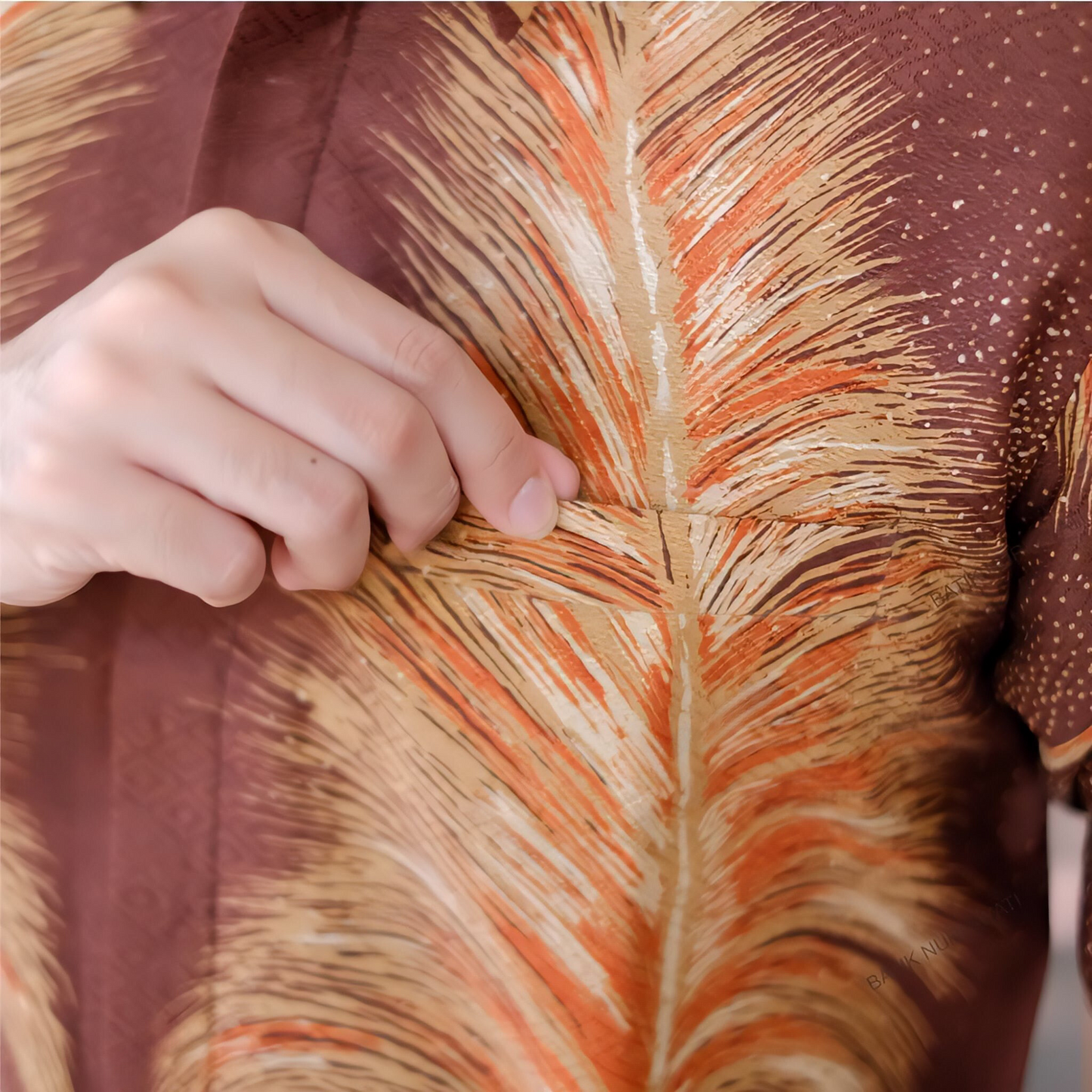 Men's Batik Shirt Red Long Sleeve - Bulu