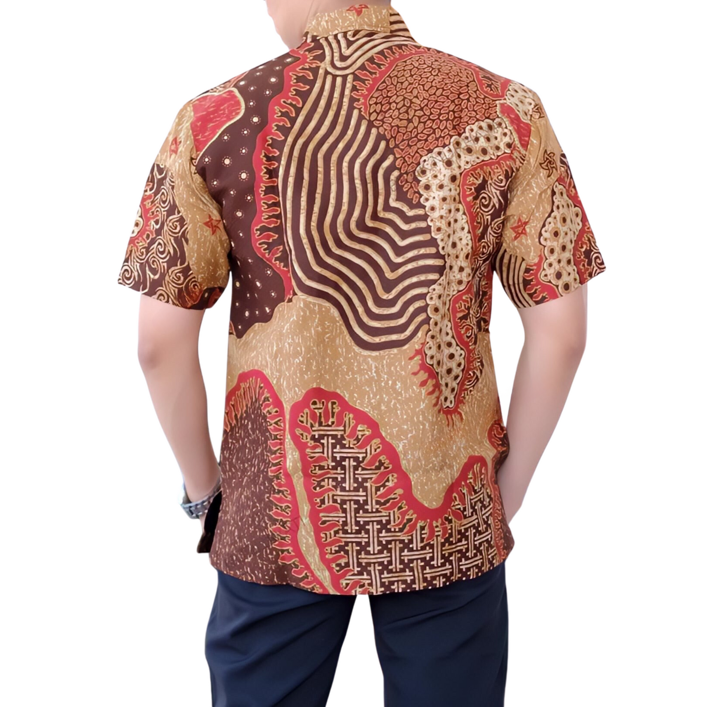 Men's Batik Shirt Beige Short Sleeve - Tango