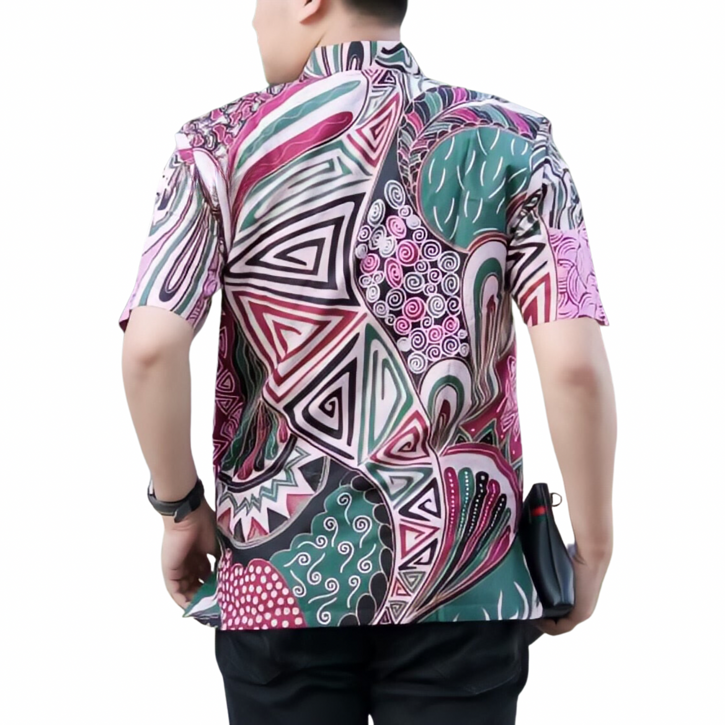 Men's Batik Shirt Red Short Sleeve - Ekamira