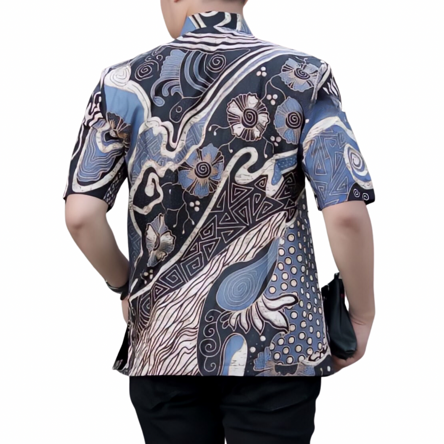 Men's Batik Shirt Black Short Sleeve - Nairobil