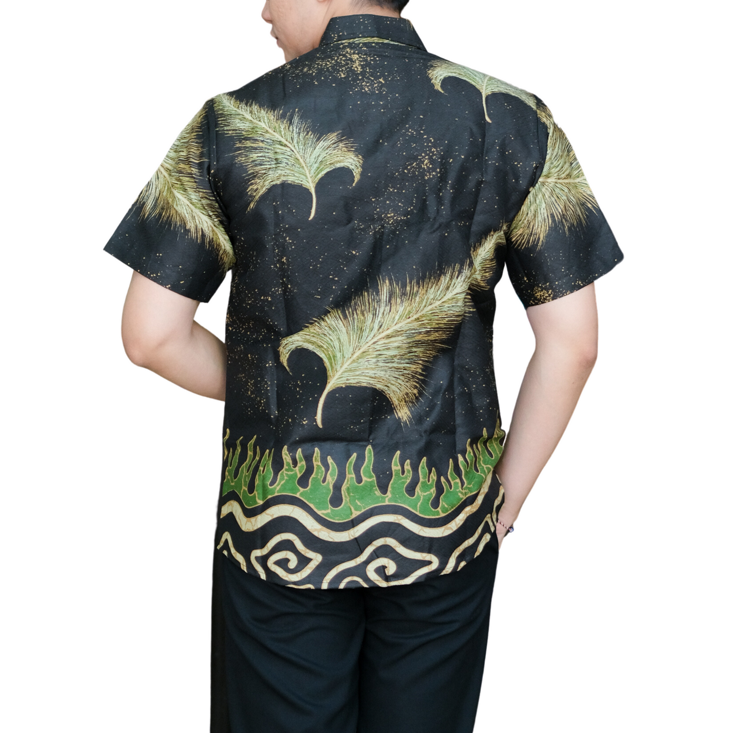 Men's Batik Shirt Black Short Sleeve - Budiman