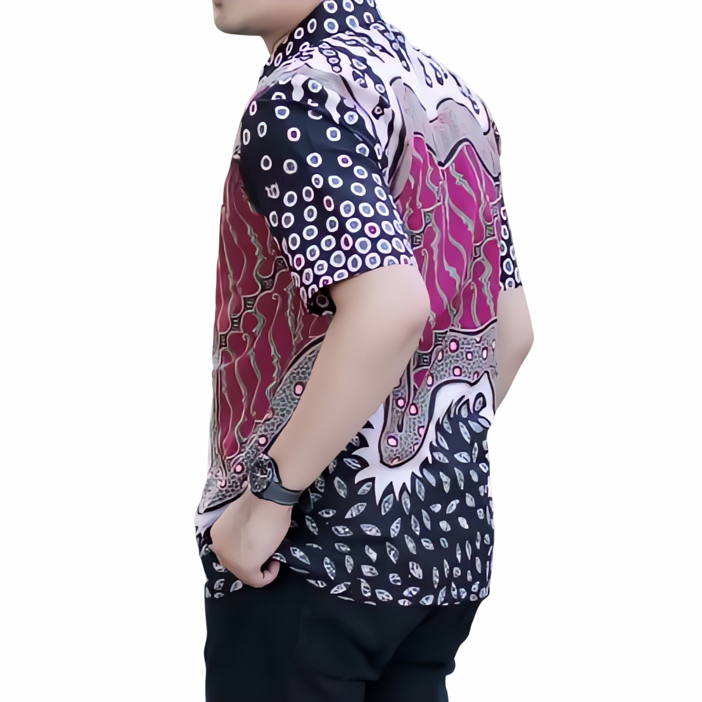 Men's Batik Shirt Red Short Sleeve - Harumprima