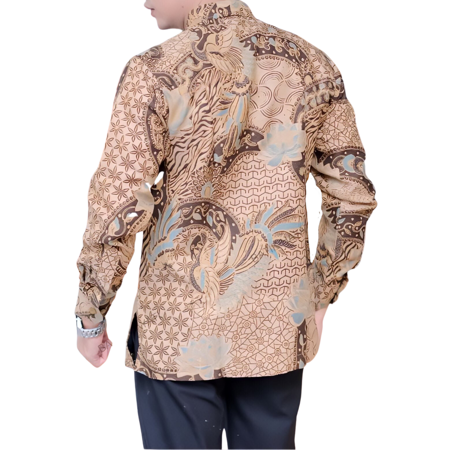 Men's Batik Shirt Beige Long Sleeve - Argo