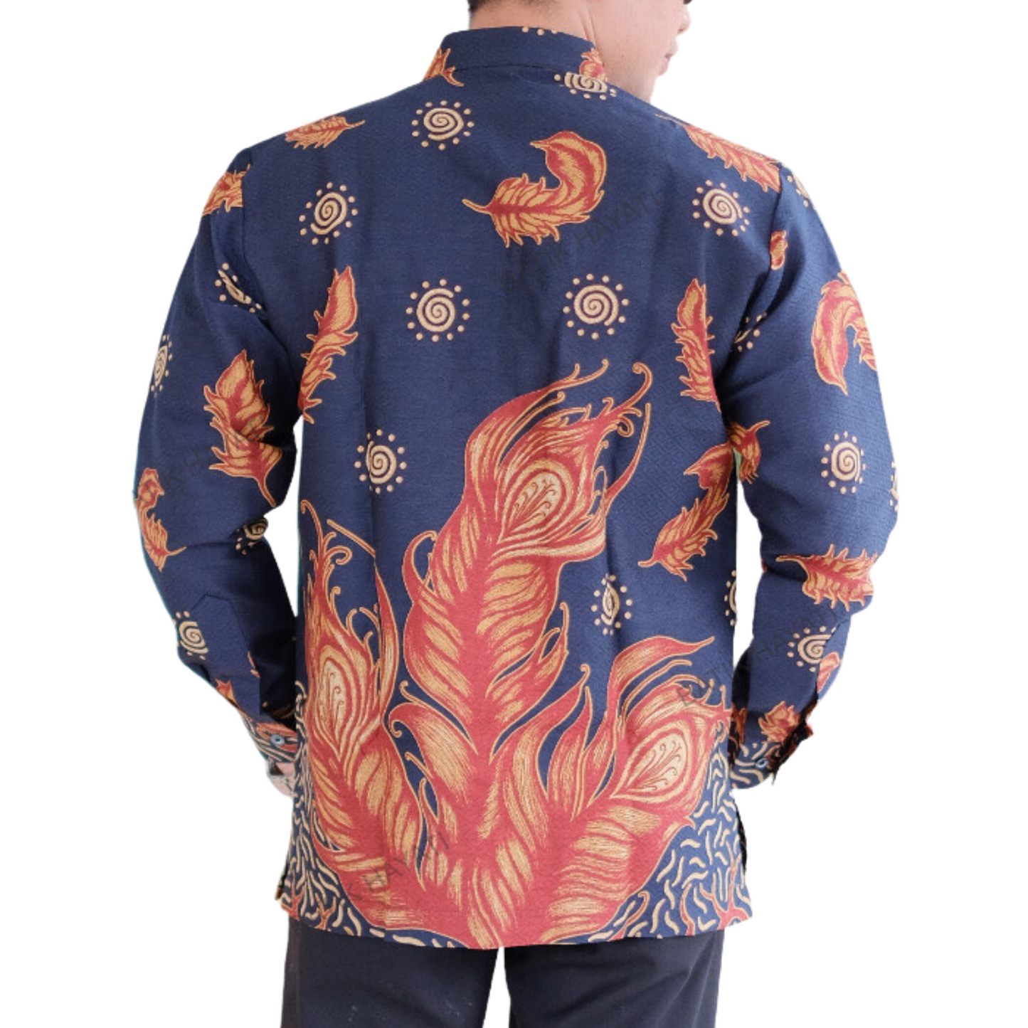 Men's Batik Shirt Blue Long Sleeve - Abadi