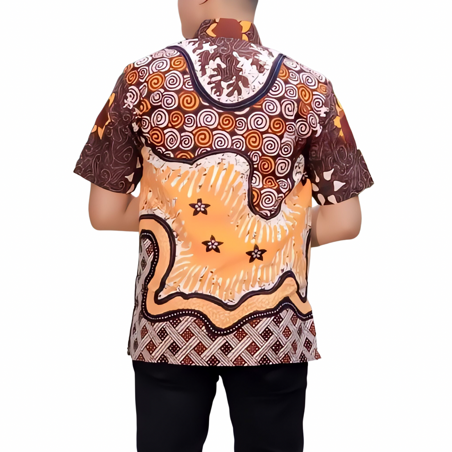 Men's Batik Shirt Yellow Short Sleeve - Almuna