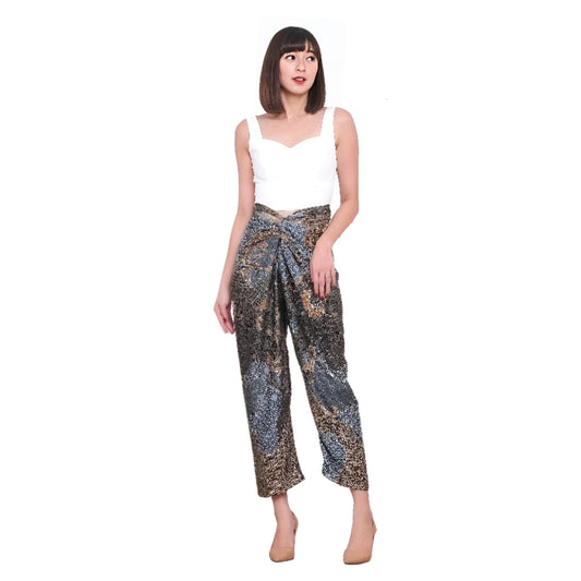 Women's Batik Culotte Wrap Blue Green Pattern