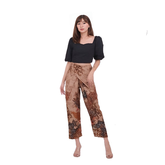 Women's Batik Culotte Wrap Beige and Brown Pattern