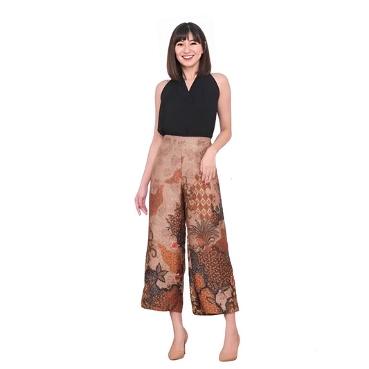 Women's Batik Culotte Beige and Brown Pattern