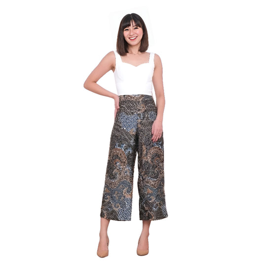 Women's Batik Culotte Blue Green Pattern