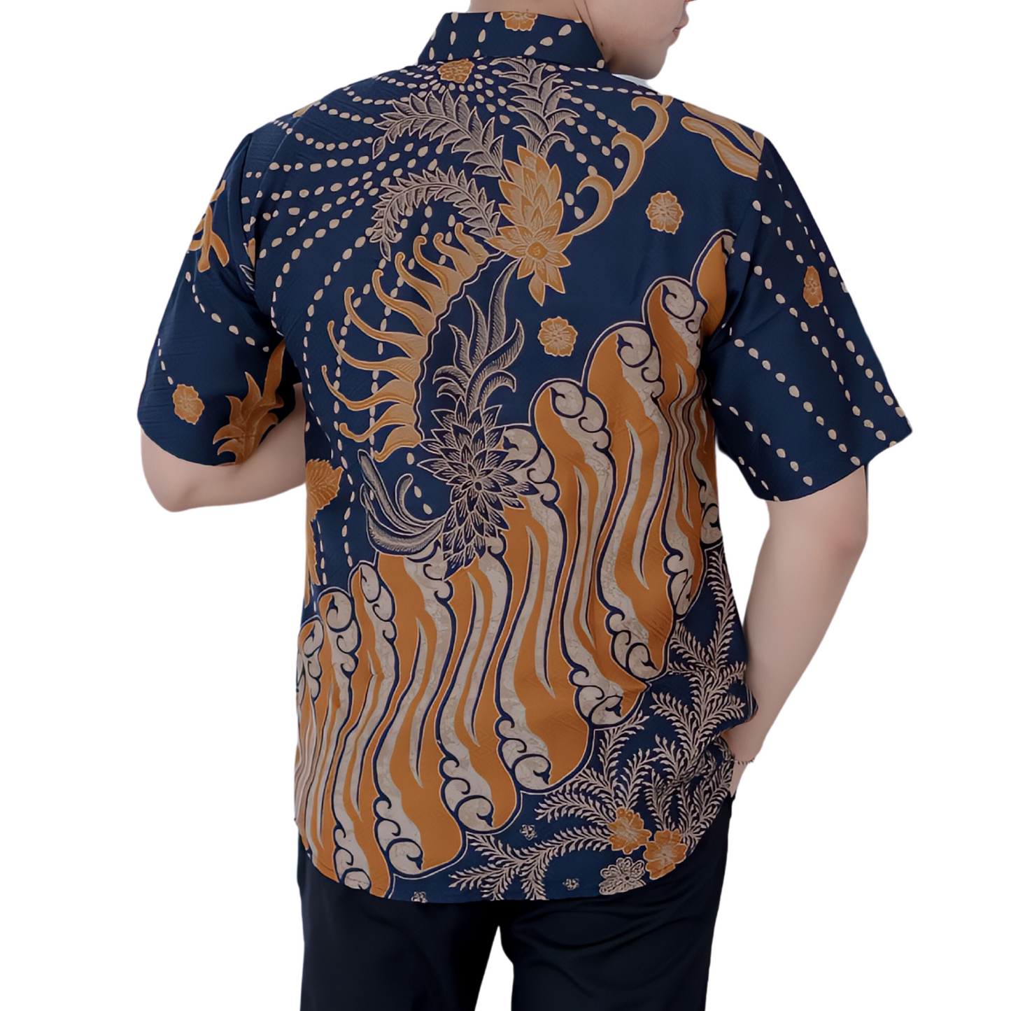 Men's Batik Shirt Blue Short Sleeve - Halmahera