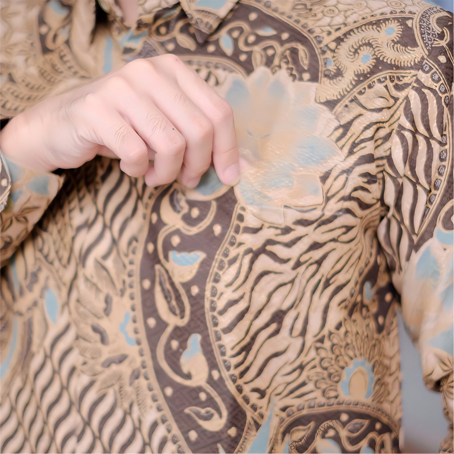 Men's Batik Shirt Beige Long Sleeve - Argo